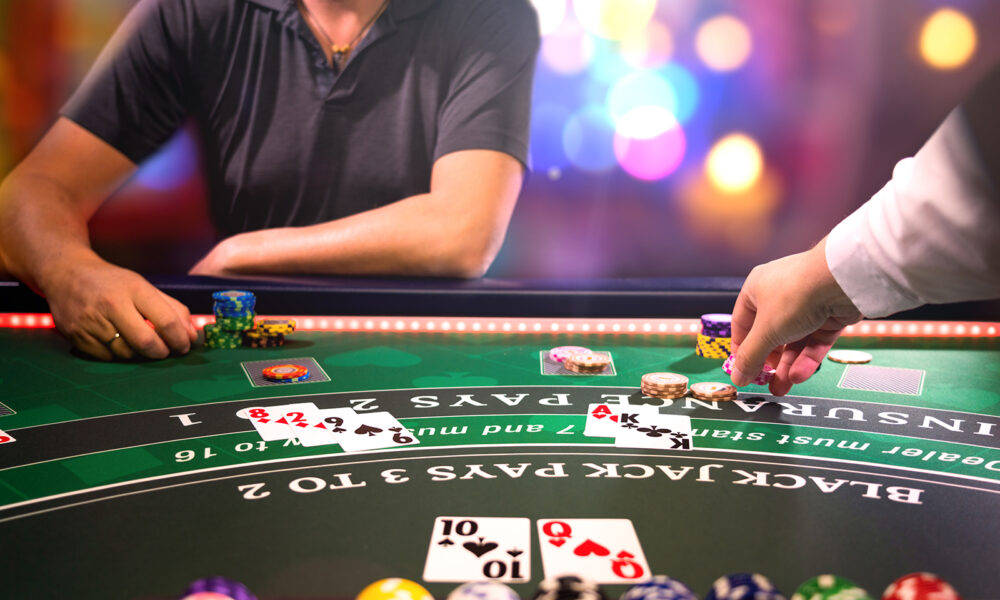 blackjack, casino table, colorful chips, SD Desktop Wallpaper