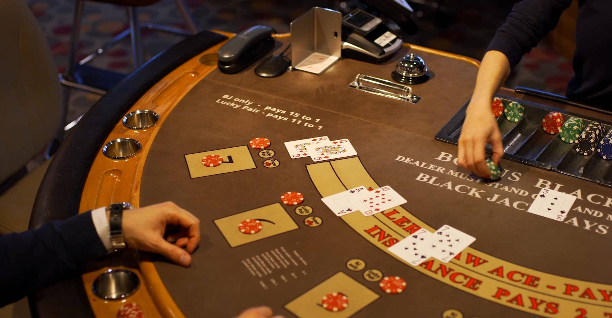 brown table, baccarat, dealer hands, Full HD Desktop Wallpaper