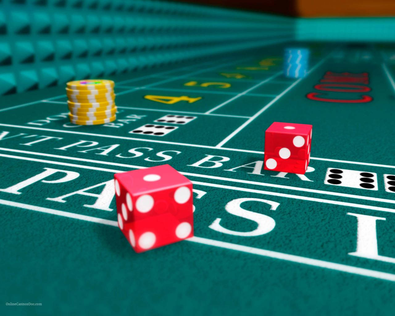 craps table, green casino craps table, red dice, HD Desktop Wallpaper