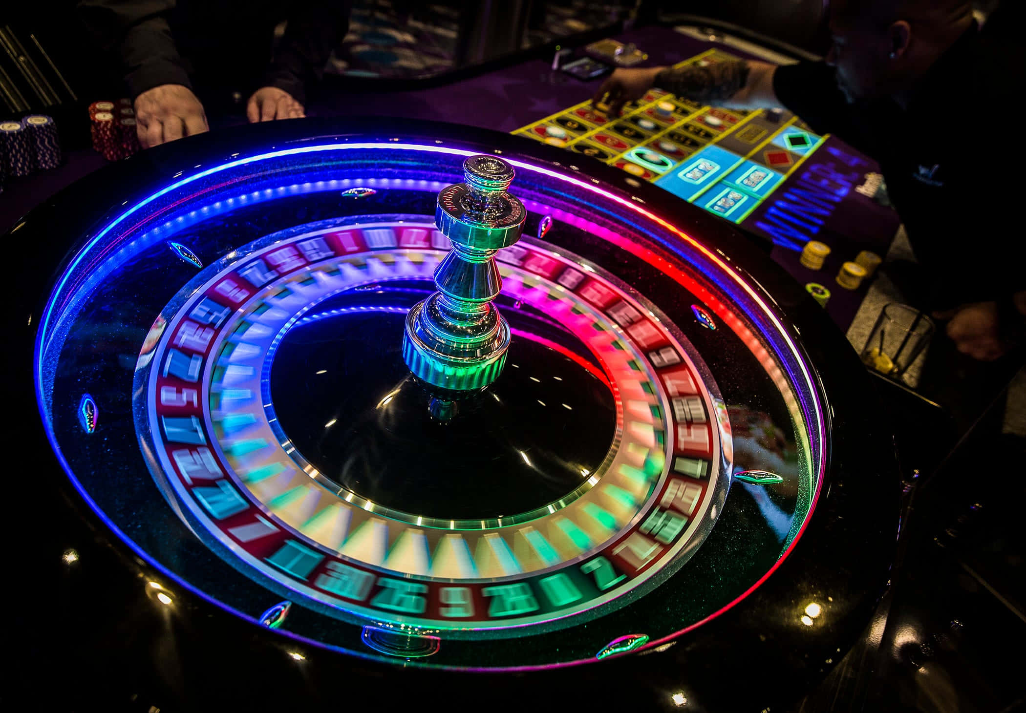 roulette wheel, RGB lights, neon lights, Full HD Desktop Wallpaper