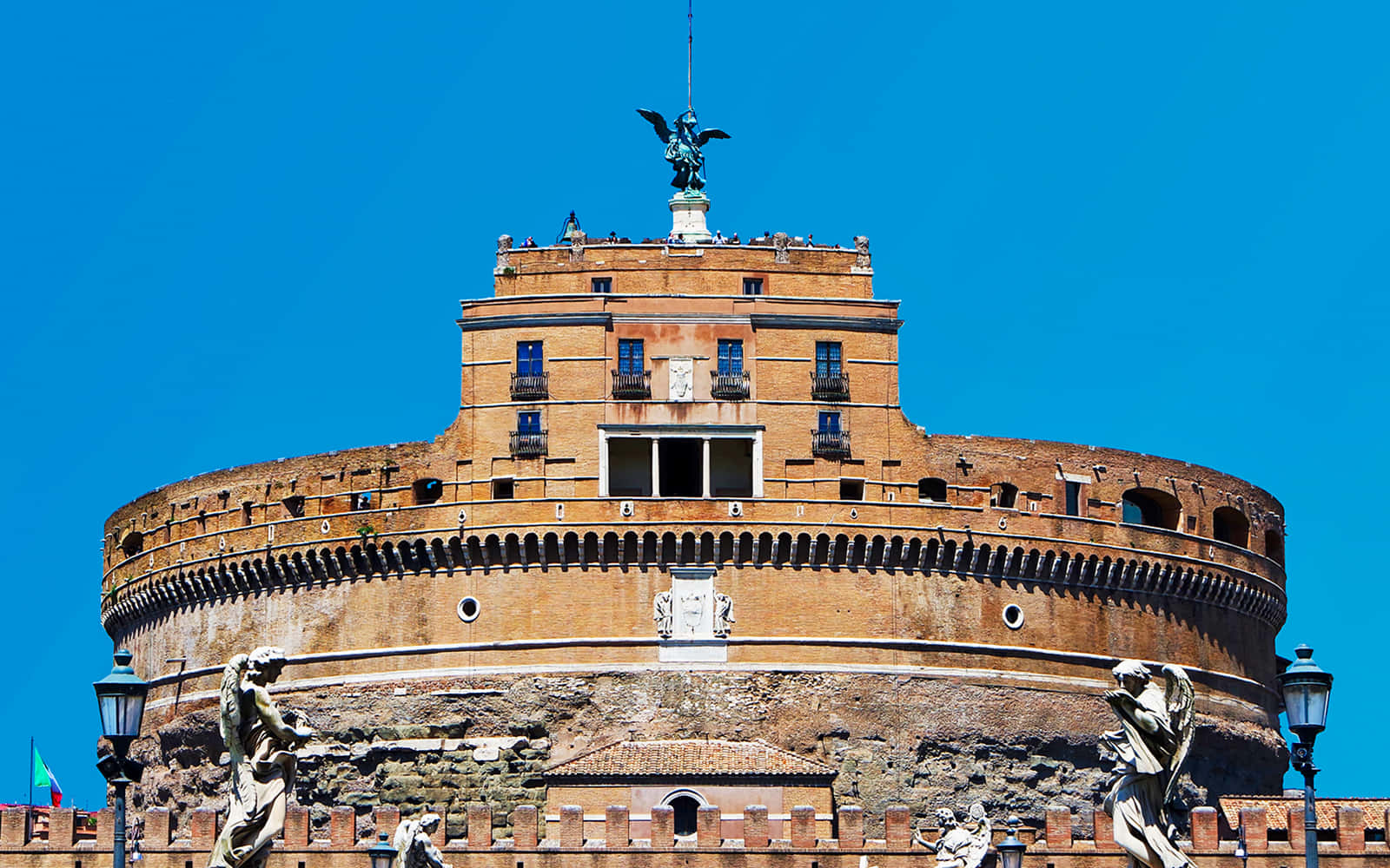 Castel Santangelo, angel statues, winged statue, HD Desktop Wallpaper