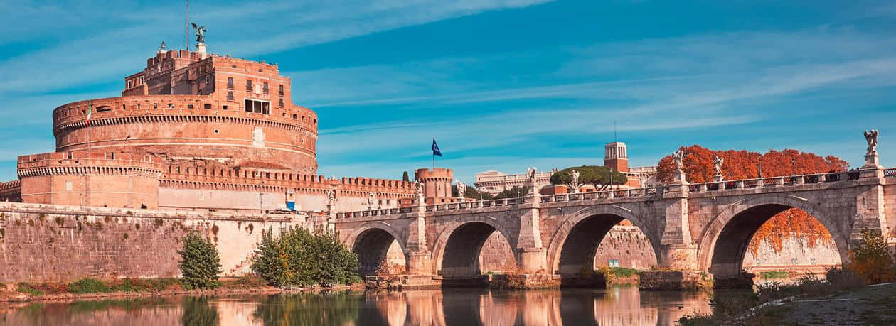 Castel Santangelo, ancient stone bridge, arches, SD Desktop Wallpaper