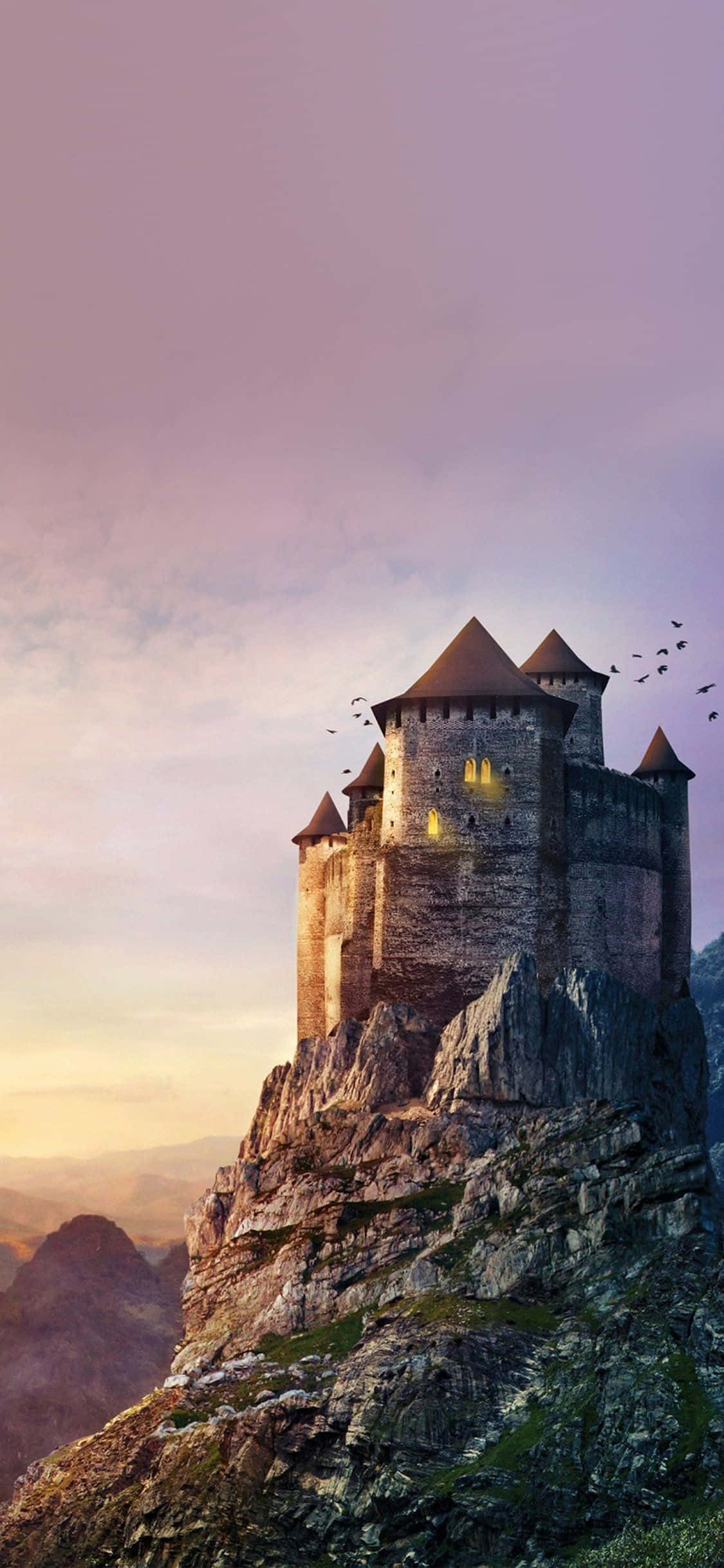 castle grounds, medieval castle, rugged cliff, Full HD Phone Wallpaper