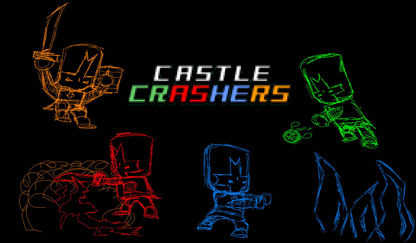 Castle Crashers, neon colors, black background, HD Desktop Wallpaper