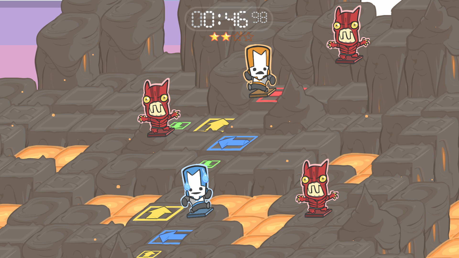Castle Crashers, pixel-art, blue and red characters, Full HD Desktop Wallpaper