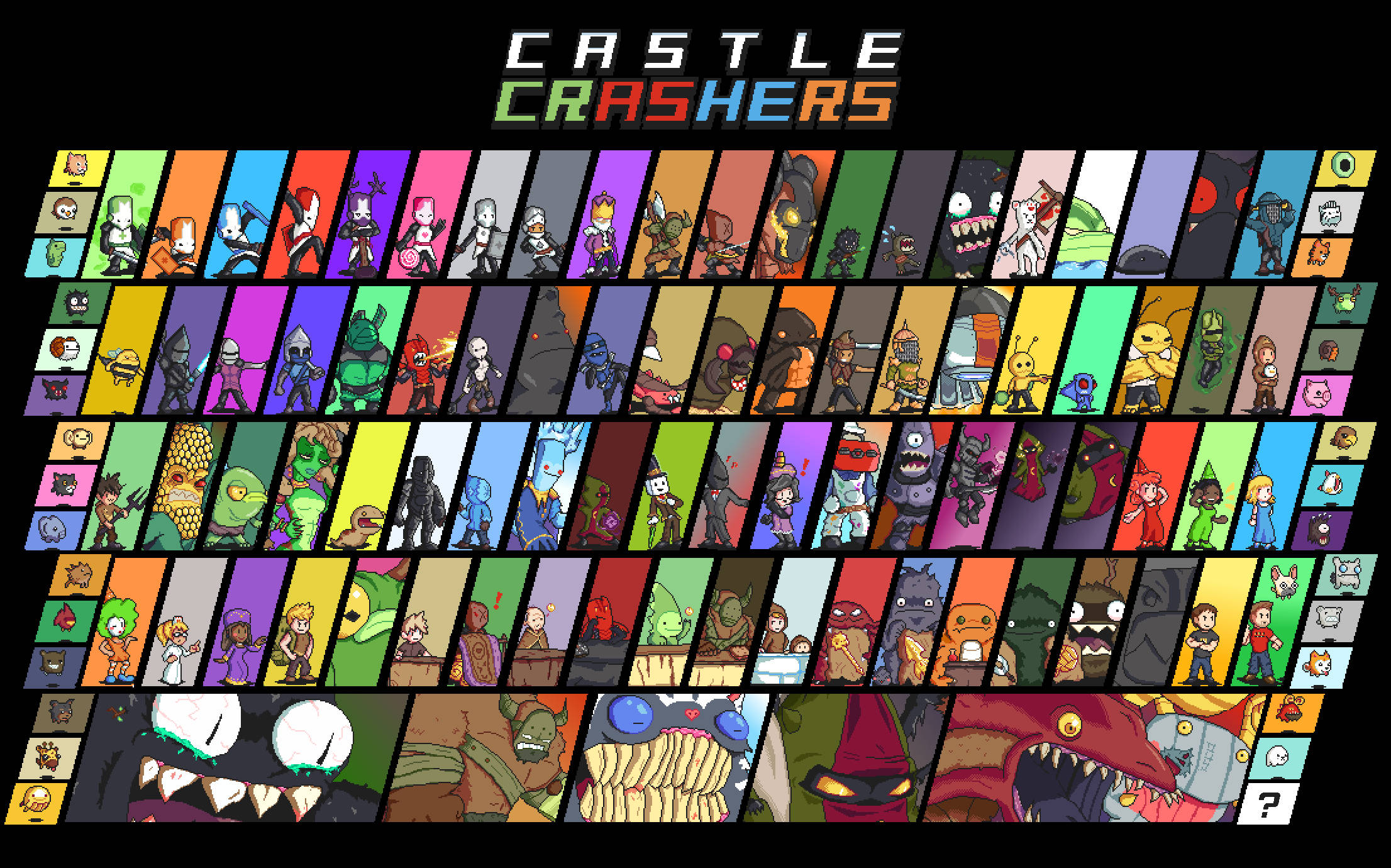 Castle Crashers, pixel-art, grid, Full HD Desktop Wallpaper