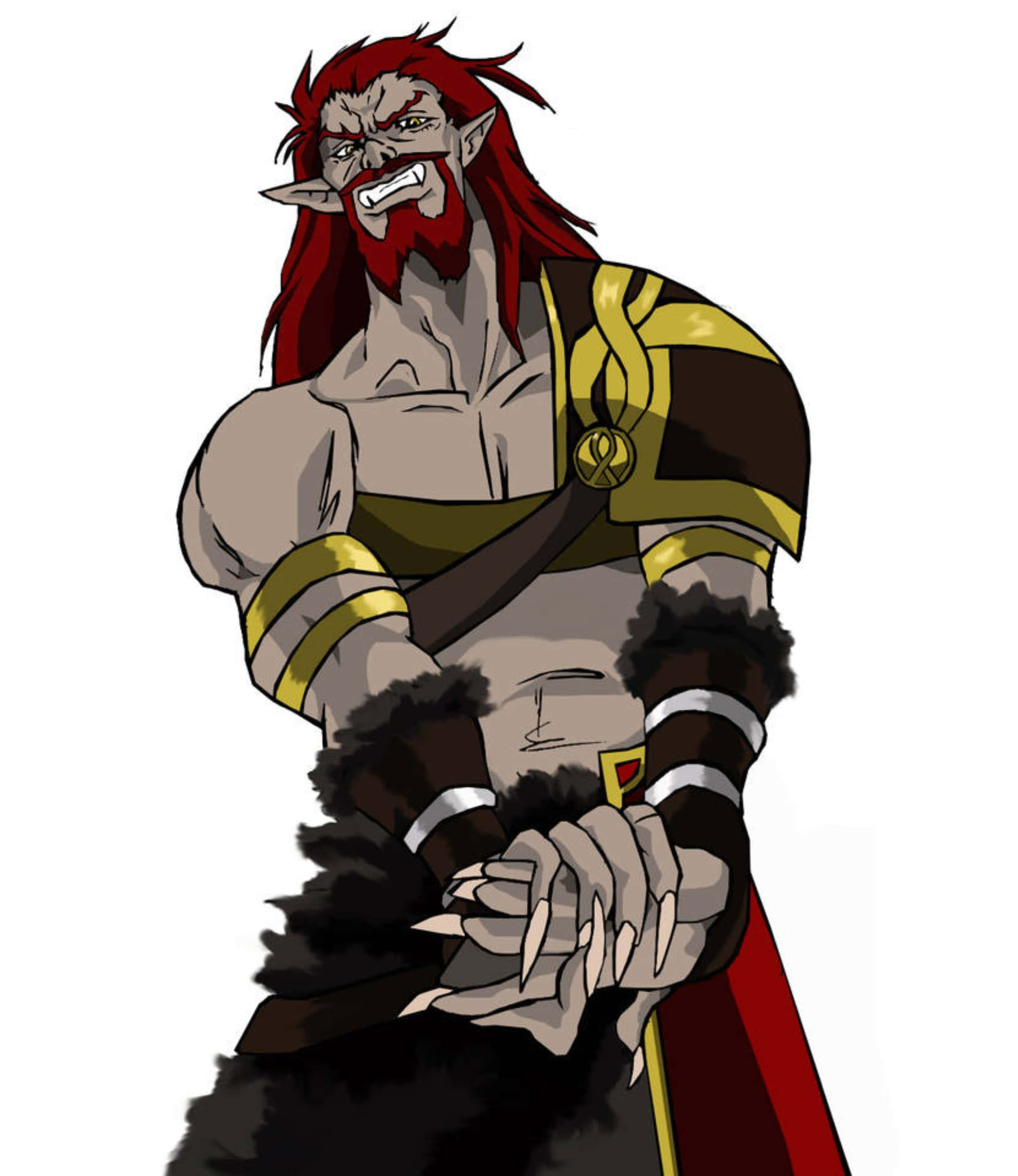 Castlevania Godbrand, red-haired orc, pointed ears, 2K Phone Wallpaper