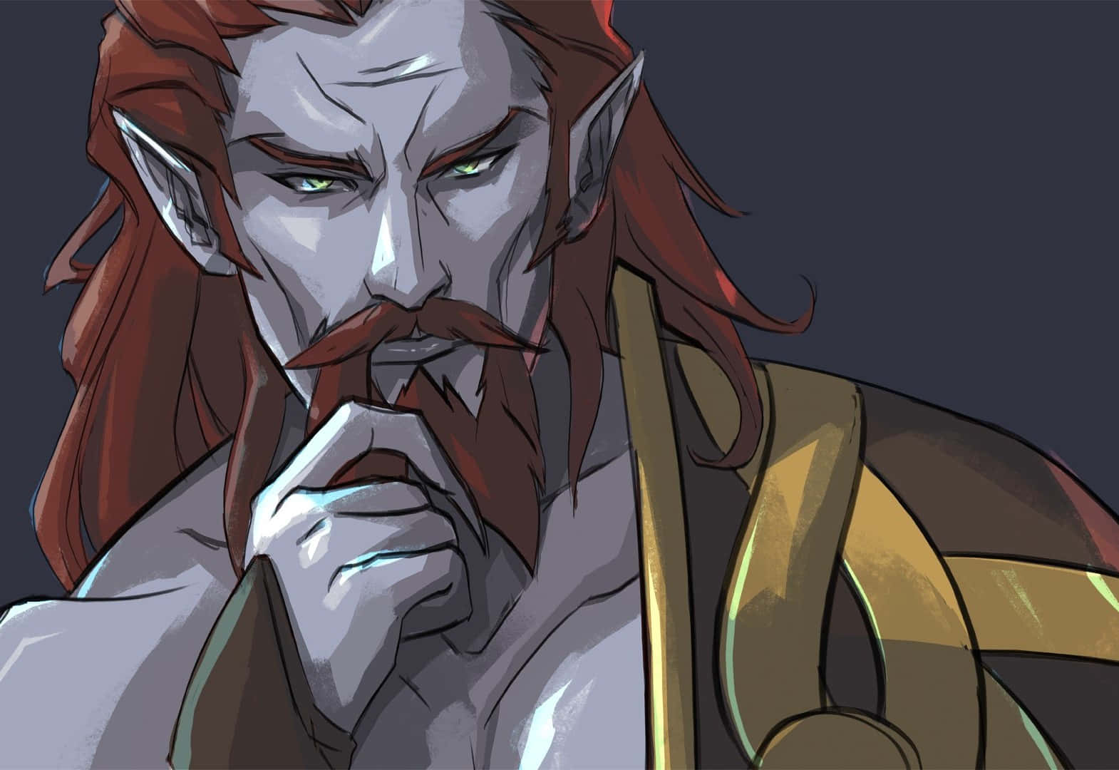 Castlevania Godbrand, thoughtful vampire, glowing green eyes, HD Desktop Wallpaper