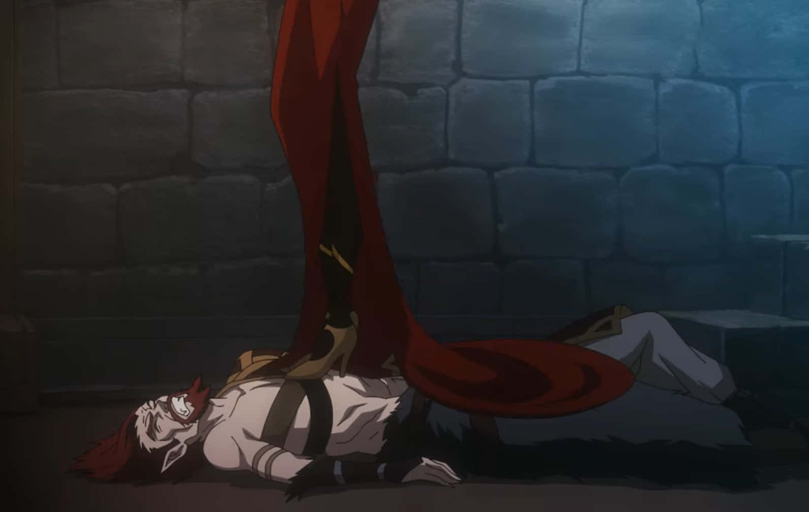 Castlevania Godbrand, red-haired anime character, towering red-robed figure, HD Desktop Wallpaper
