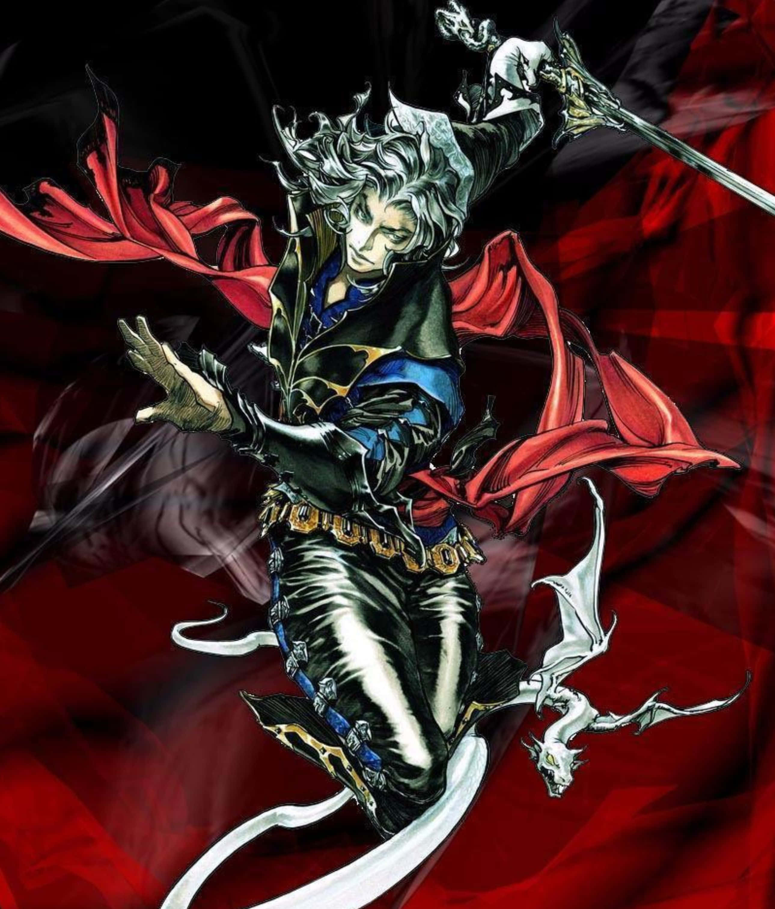 Castlevania Hector, silver-haired anime warrior, black armor, 2K Phone Wallpaper