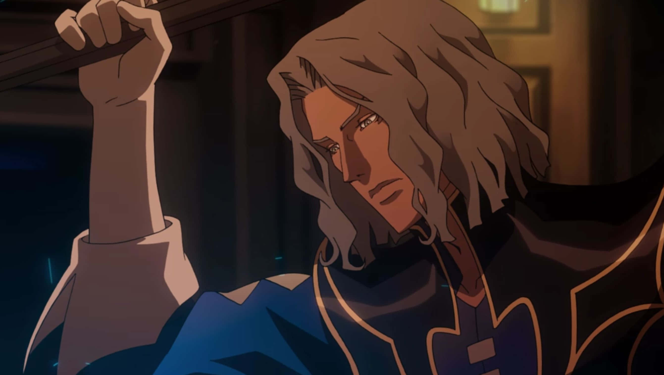 Castlevania Hector, anime man, long gray hair, 2K Desktop Wallpaper