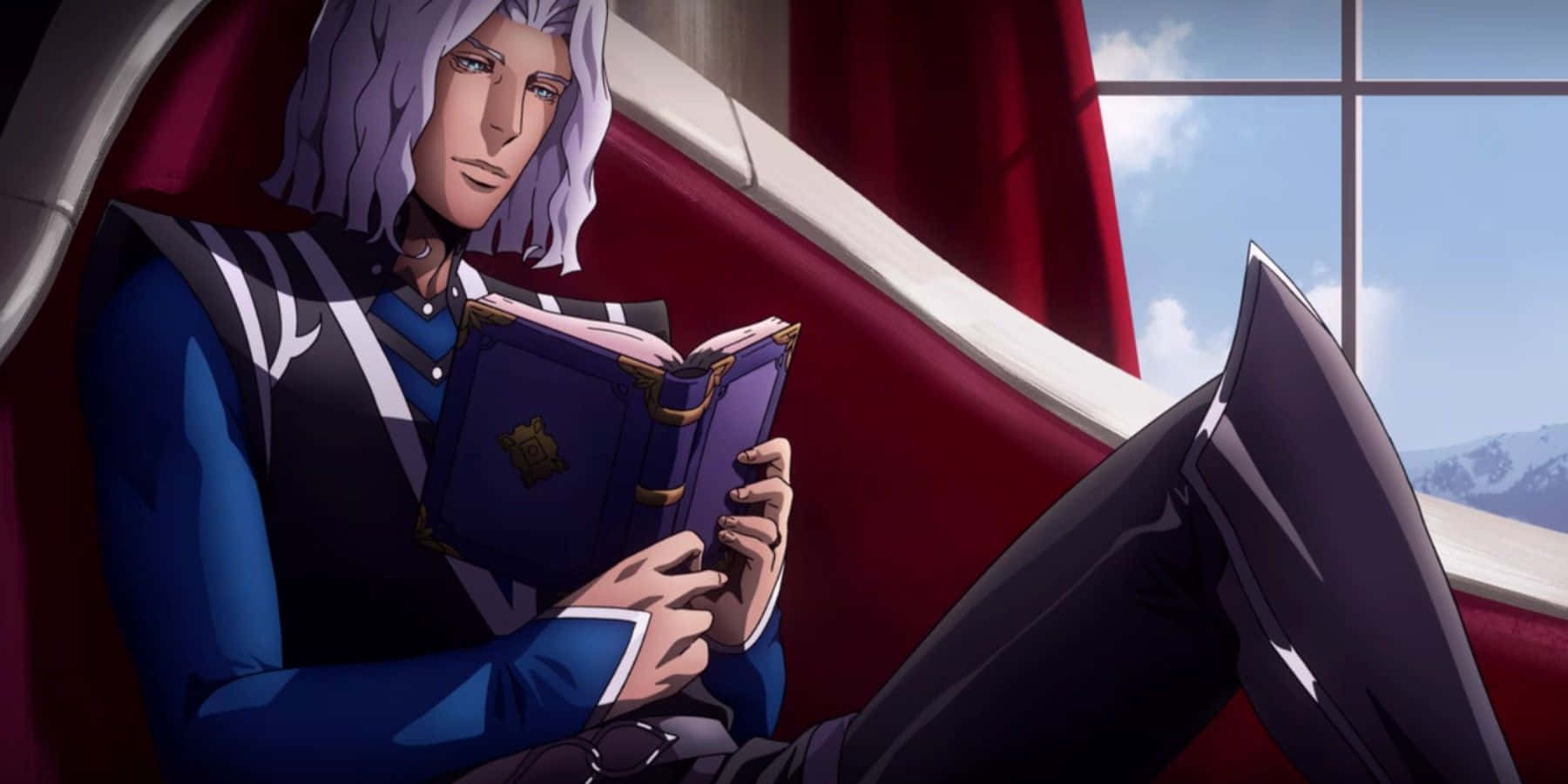 Castlevania Hector, silver-haired anime man, blue uniform, HD Desktop Wallpaper