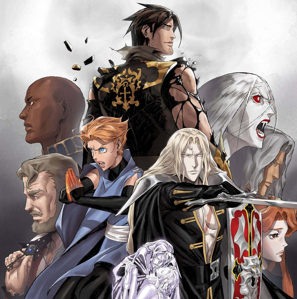 Castlevania, anime-style, shattered glass effects, SD Phone Wallpaper