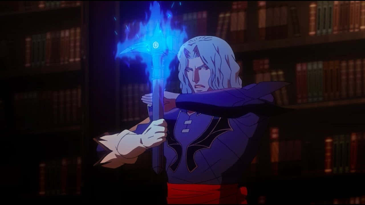 Castlevania Hector, silver-haired anime mage, dark robe, HD Desktop Wallpaper