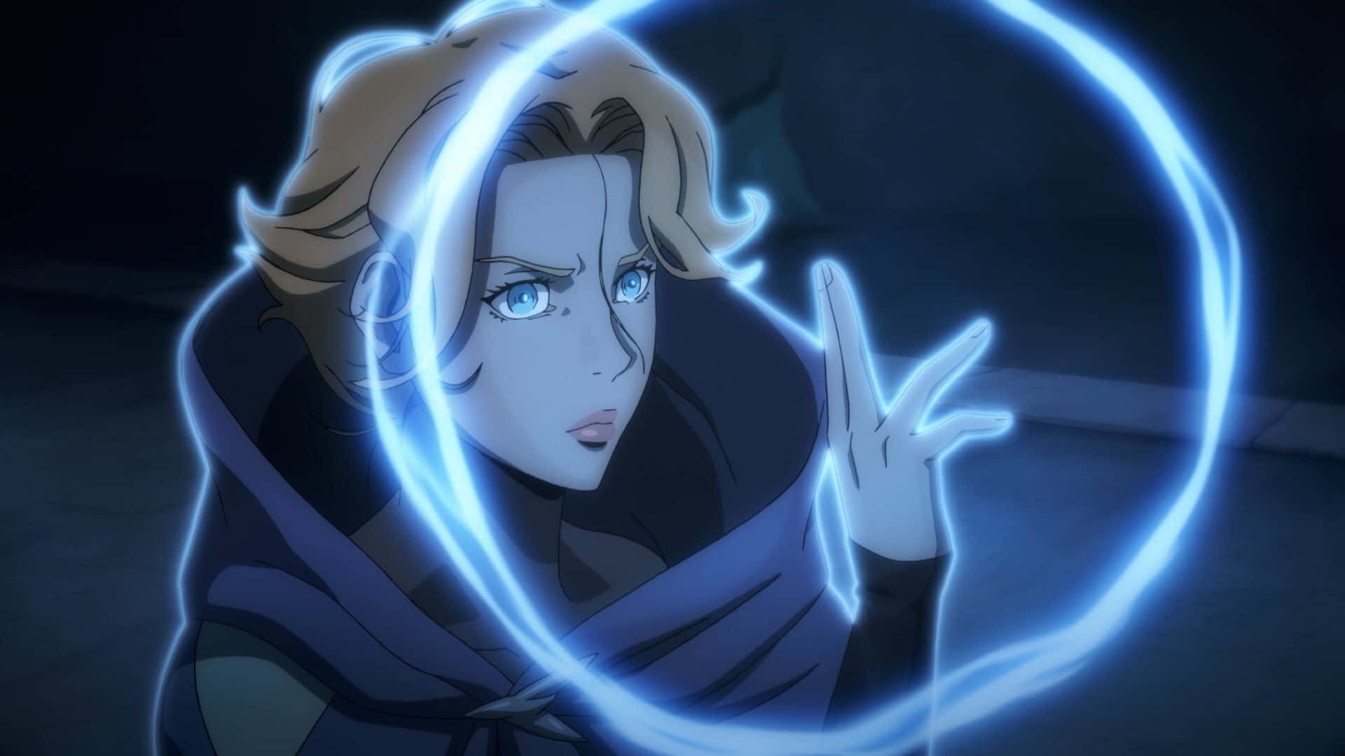 Castlevania Netflix, magic circle, glowing blue energy, Full HD Desktop Wallpaper