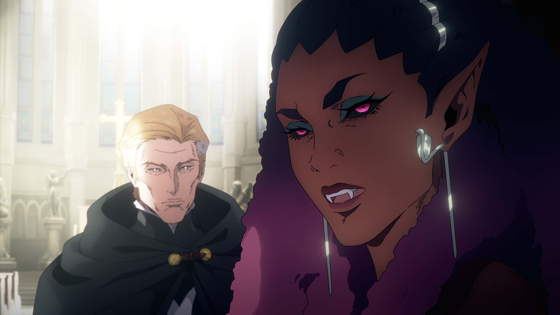 Castlevania, vampire woman, glowing pink eyes, Full HD Desktop Wallpaper