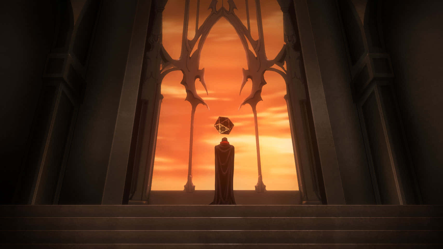 Castlevania Netflix, sunset corridor, cloaked figure, HD Desktop Wallpaper