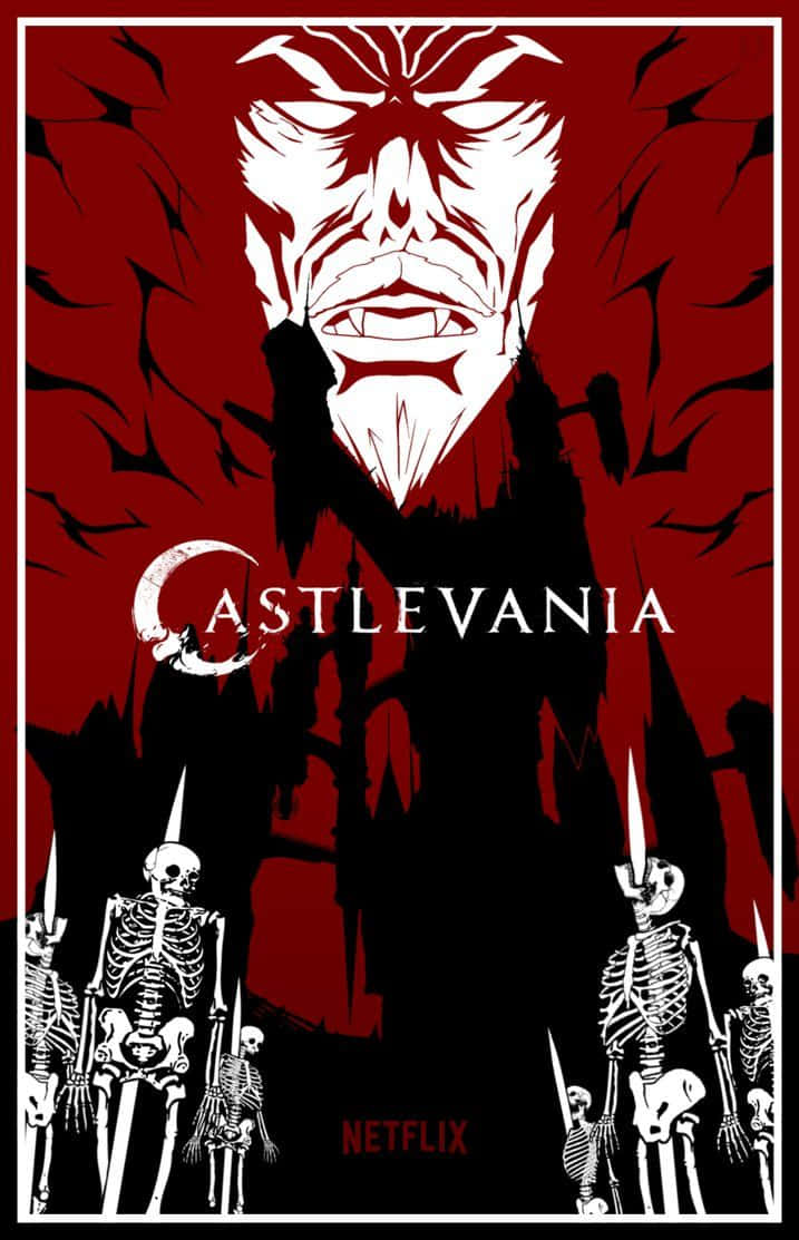 Castlevania Netflix, red and black, white skeletal face, SD Phone Wallpaper