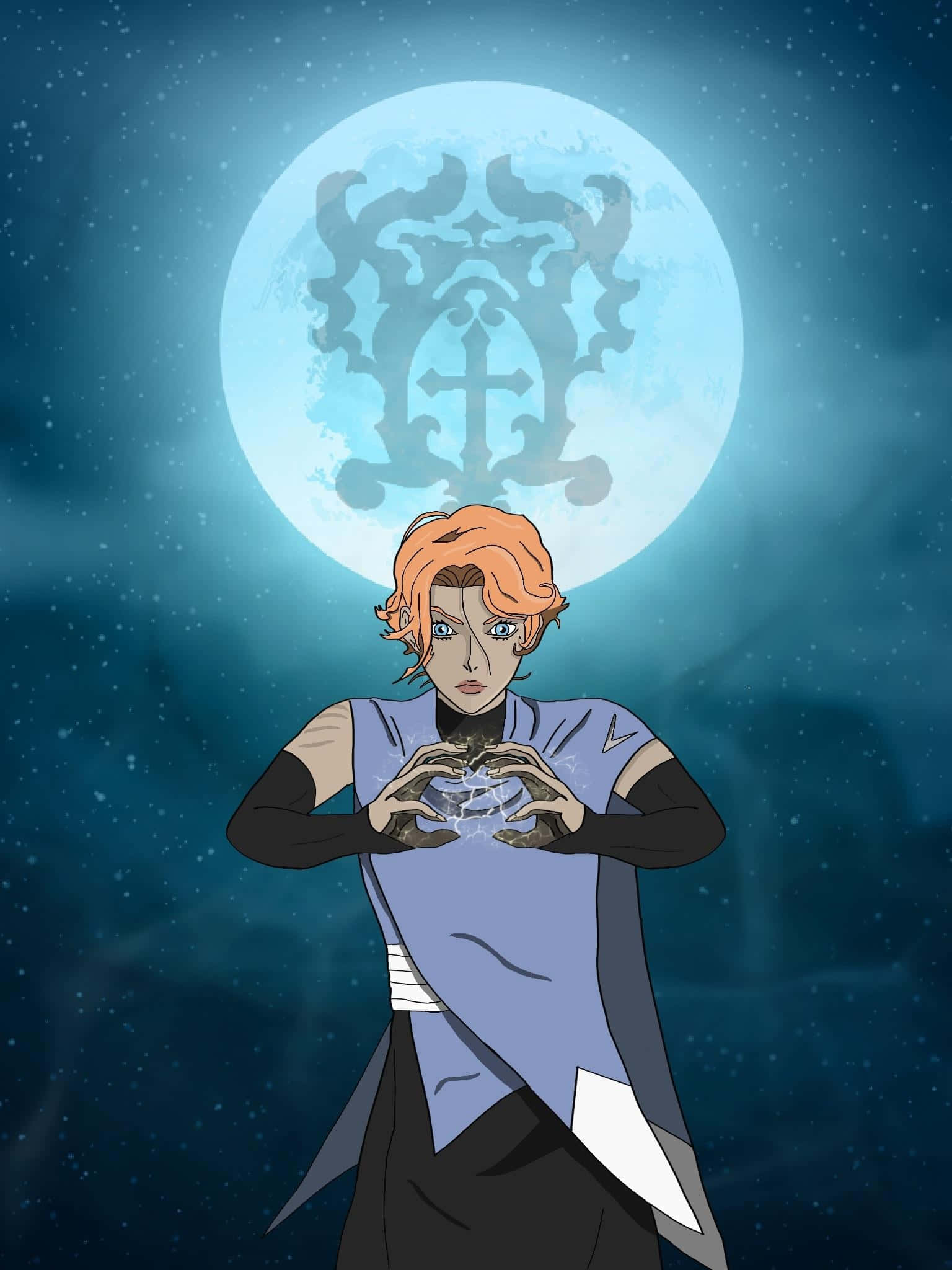 Sypha Belnades, orange hair, glowing energy, Full HD Phone Wallpaper