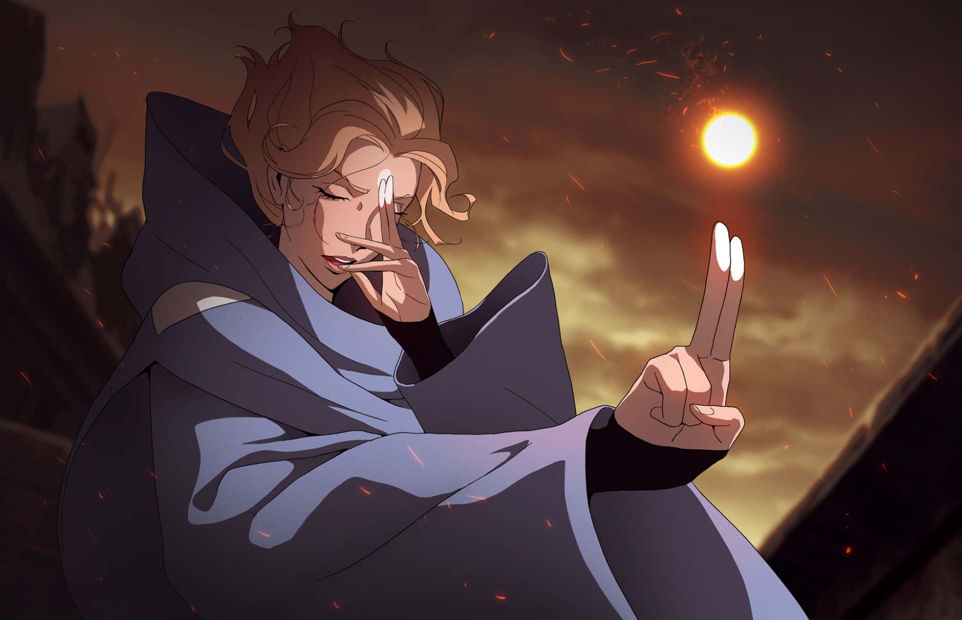 Sypha Belnades, Castlevania, dark cloak, Full HD Desktop Wallpaper