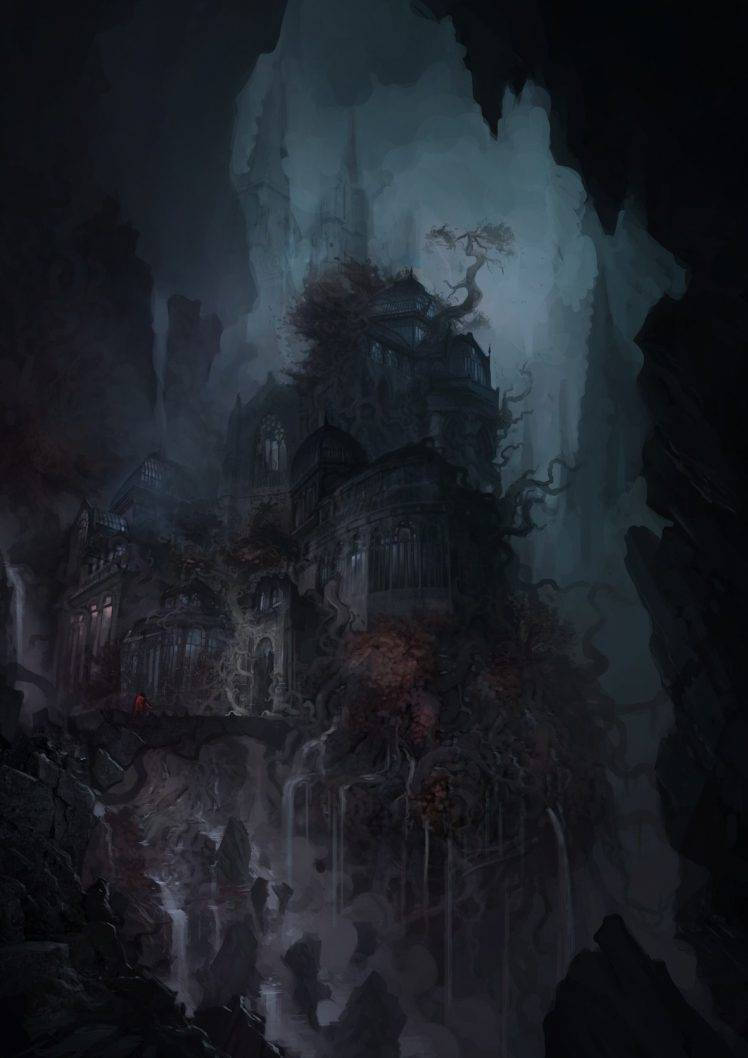 Castlevania, gothic castle, vines, SD Phone Wallpaper