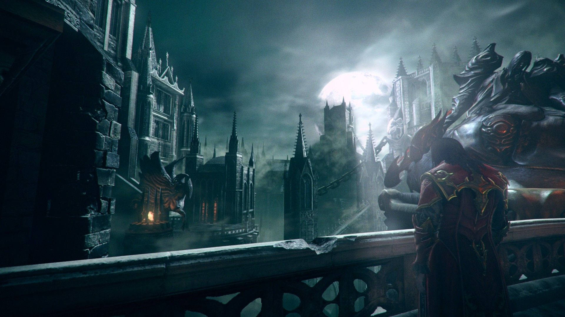 Castlevania, gabriel castle bridge, cloaked figure, Full HD Desktop Wallpaper