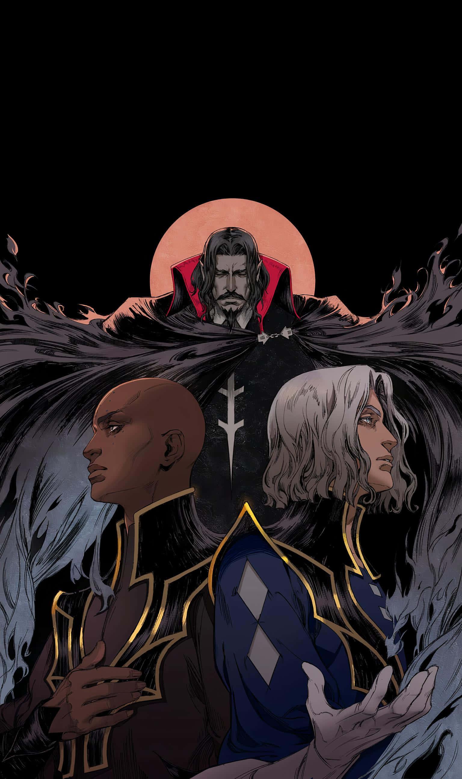 Castlevania, red moon, orange moon, 2K Phone Wallpaper
