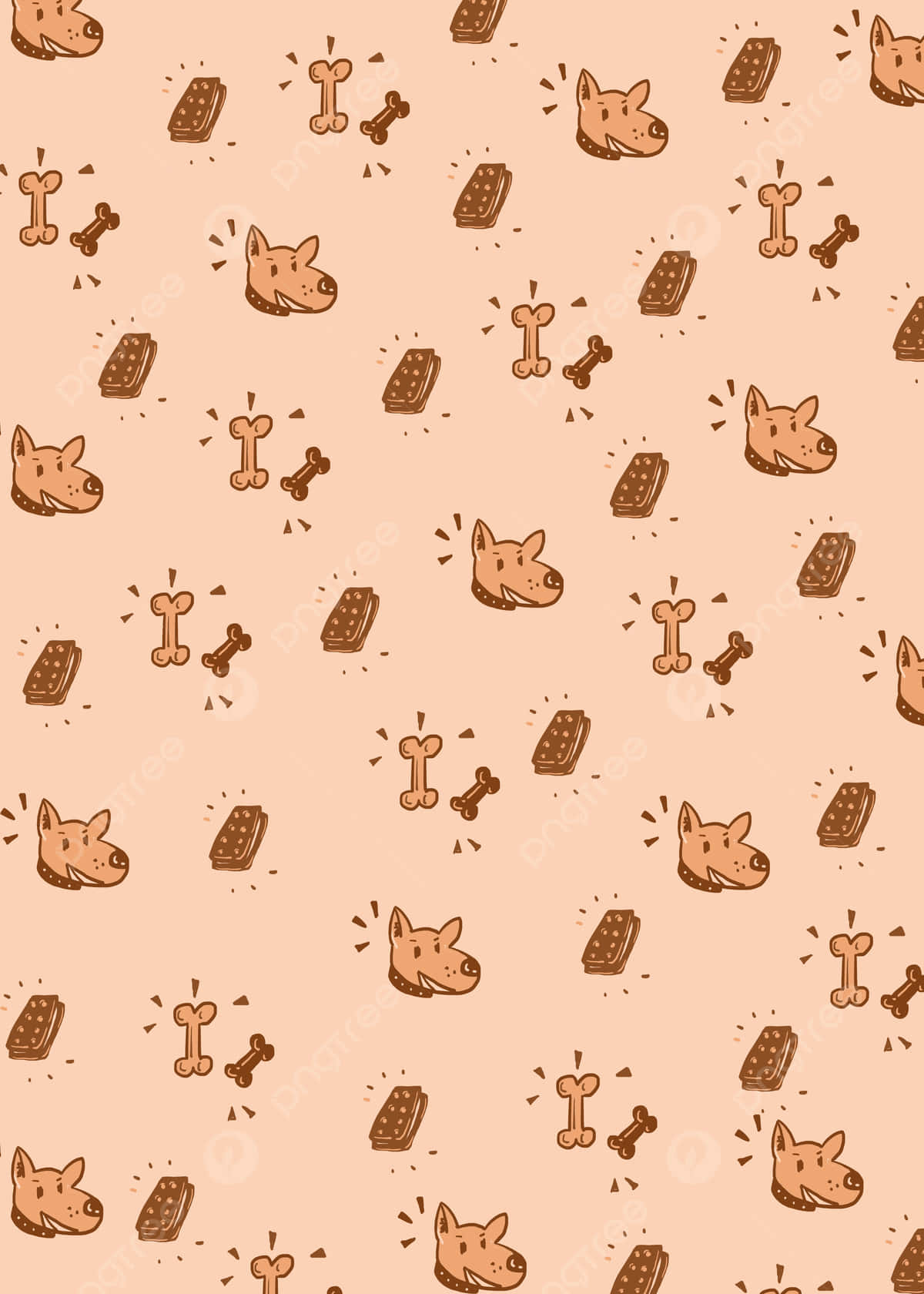 cute cartoon dog, dog heads, bones, HD Phone Wallpaper
