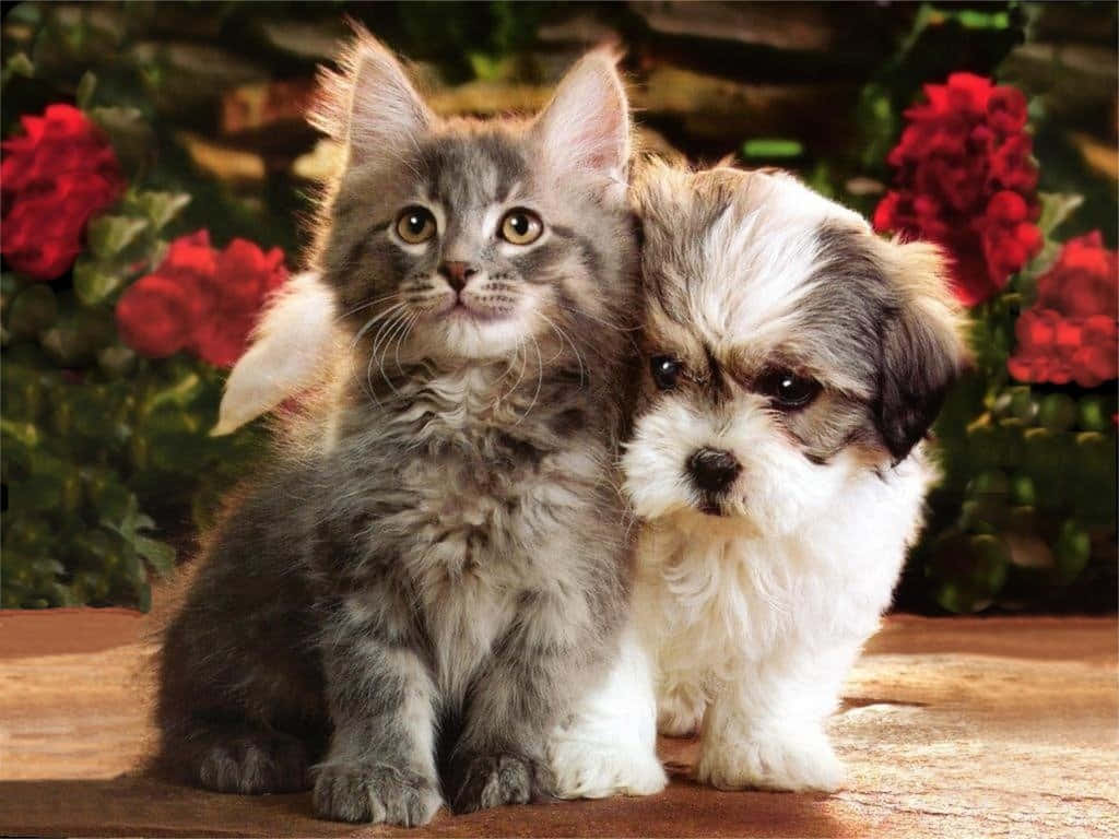 kitten, puppy, fluffy gray kitten, SD Desktop Wallpaper