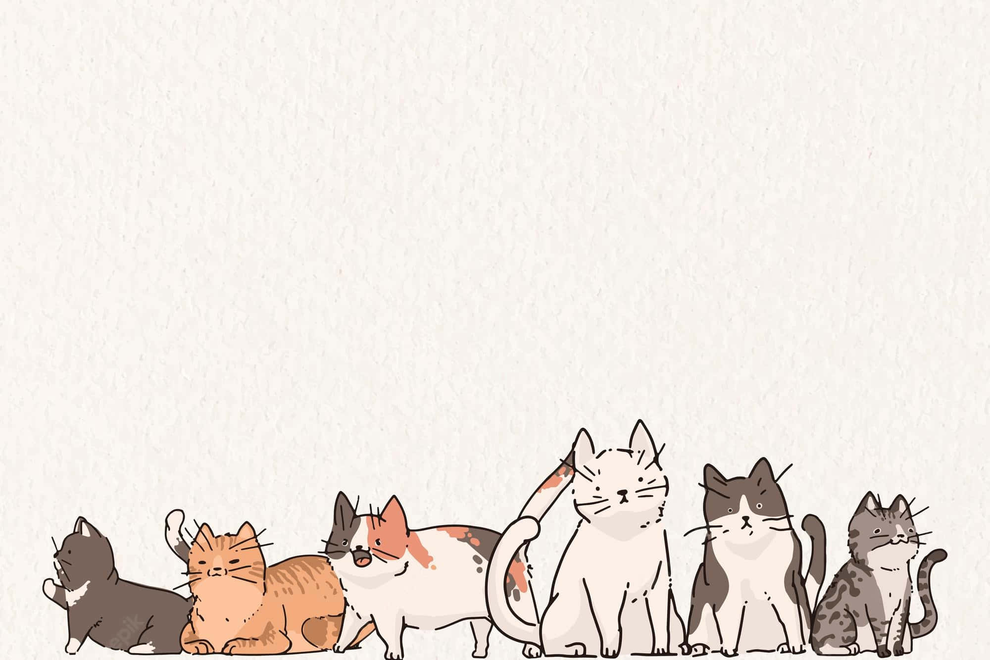 cute cat pattern, Adorable Cat Pattern, seven cartoon cats, Full HD Desktop Wallpaper