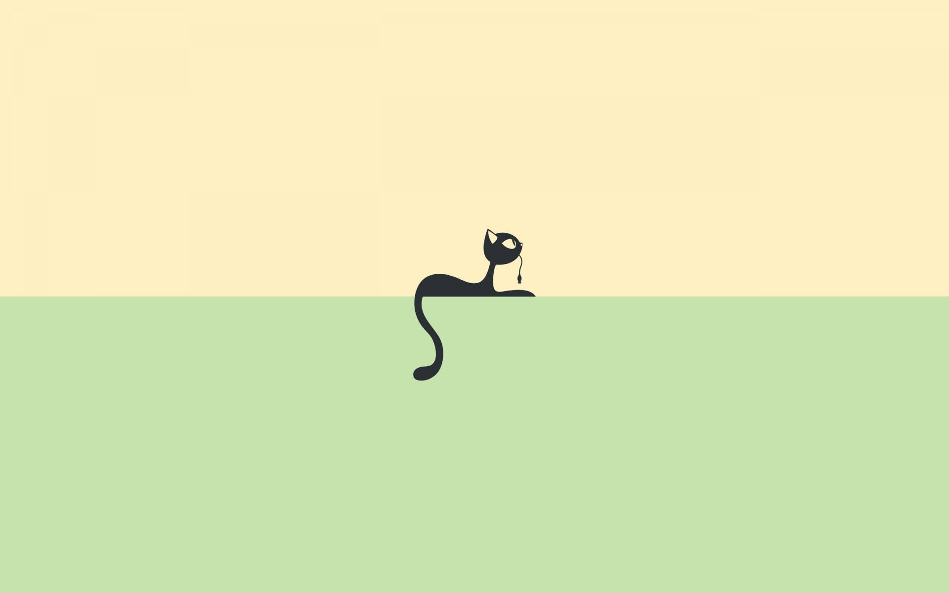 Cat Computer, minimalist, black cat silhouette, Full HD Desktop Wallpaper