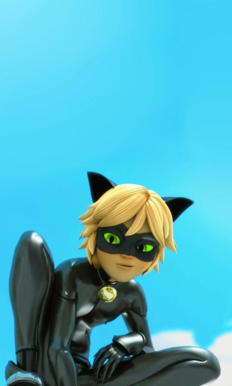 Cat Noir, black cat-themed suit, glowing green eyes, HD Phone Wallpaper