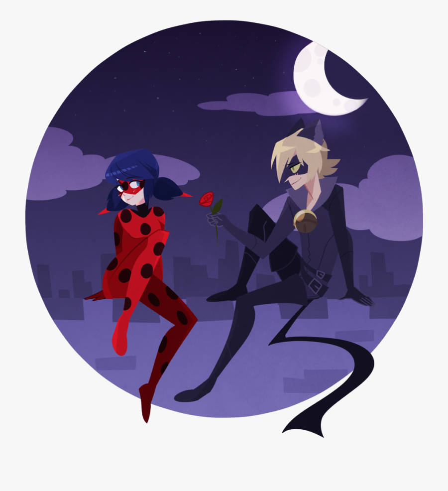 Cat Noir, crescent moon, red-spotted hero, SD Phone Wallpaper
