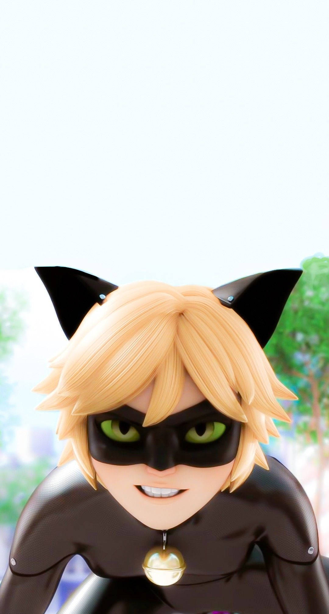 Cat Noir, blonde anime cat hero, green eyes, Full HD Phone Wallpaper