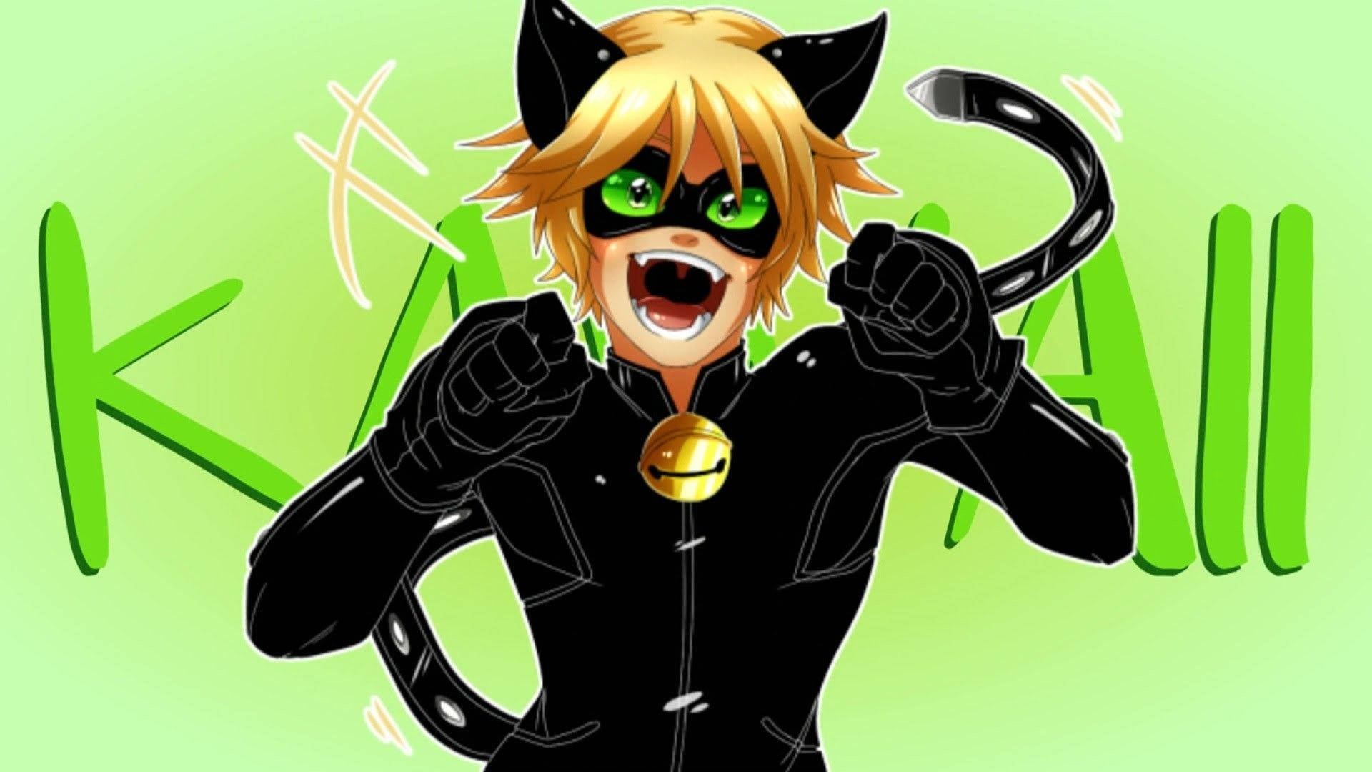 Cat Noir, kawaii, blonde hair, Full HD Desktop Wallpaper