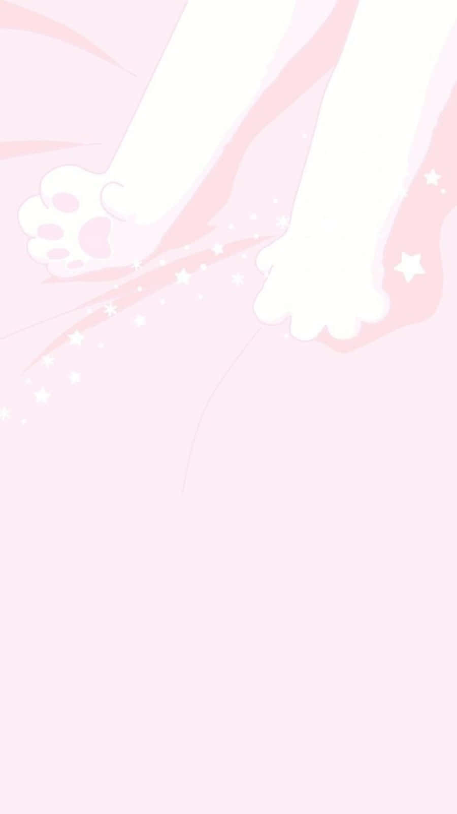 aesthetic pink kawaii, soft pink background, white cartoon cat paws, HD Phone Wallpaper