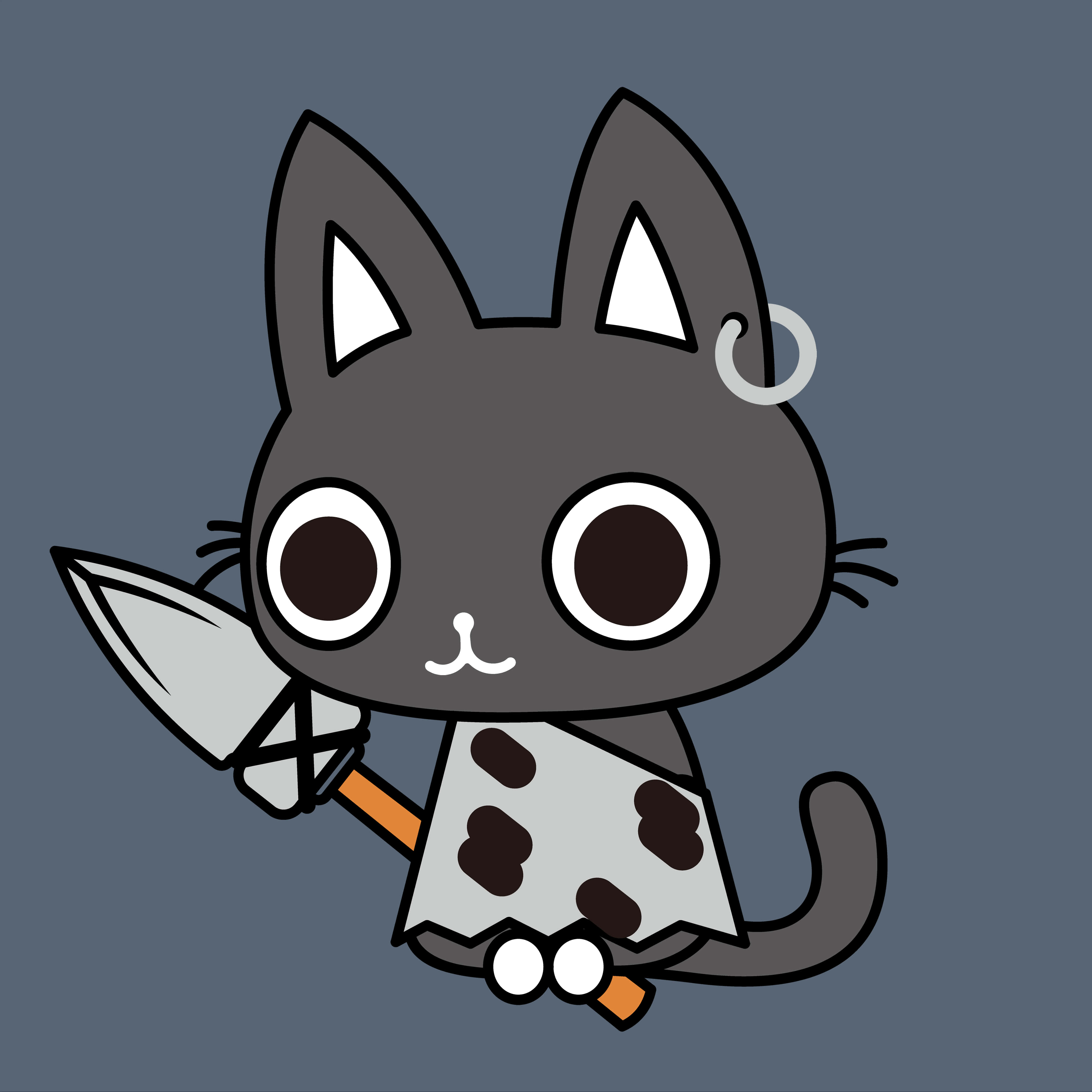 caveman, cartoon, cute cat, 4K Desktop Wallpaper