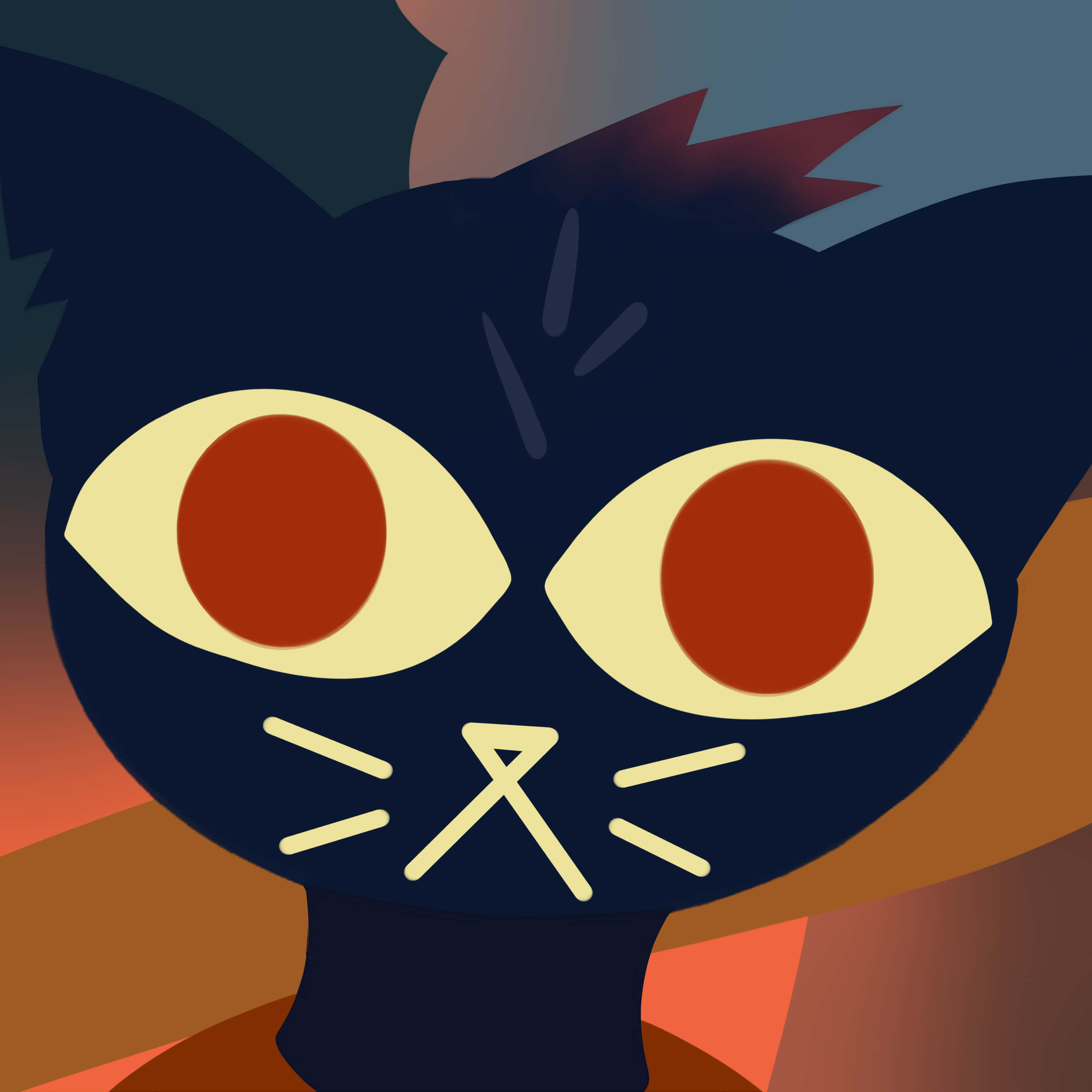 Night In The Woods, black cat, amber eyes, 2K Desktop Wallpaper