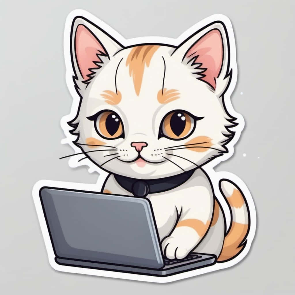 cute cartoon cat, orange patches, big eyes, SD Desktop Wallpaper