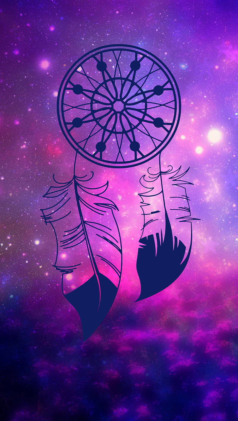 kawaii purple dreamcatcher, vibrant purple, pink cosmic nebula, HD Phone Wallpaper