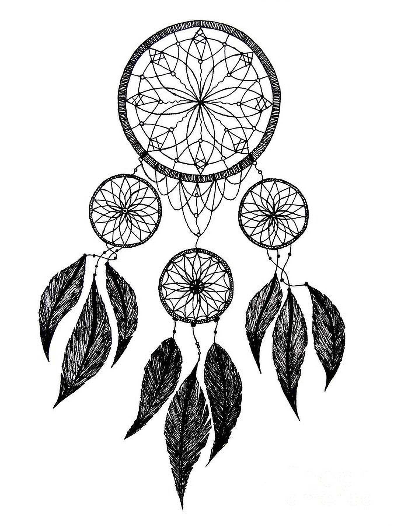 black dream catcher, dreamcatcher, black and white line drawing, HD Phone Wallpaper