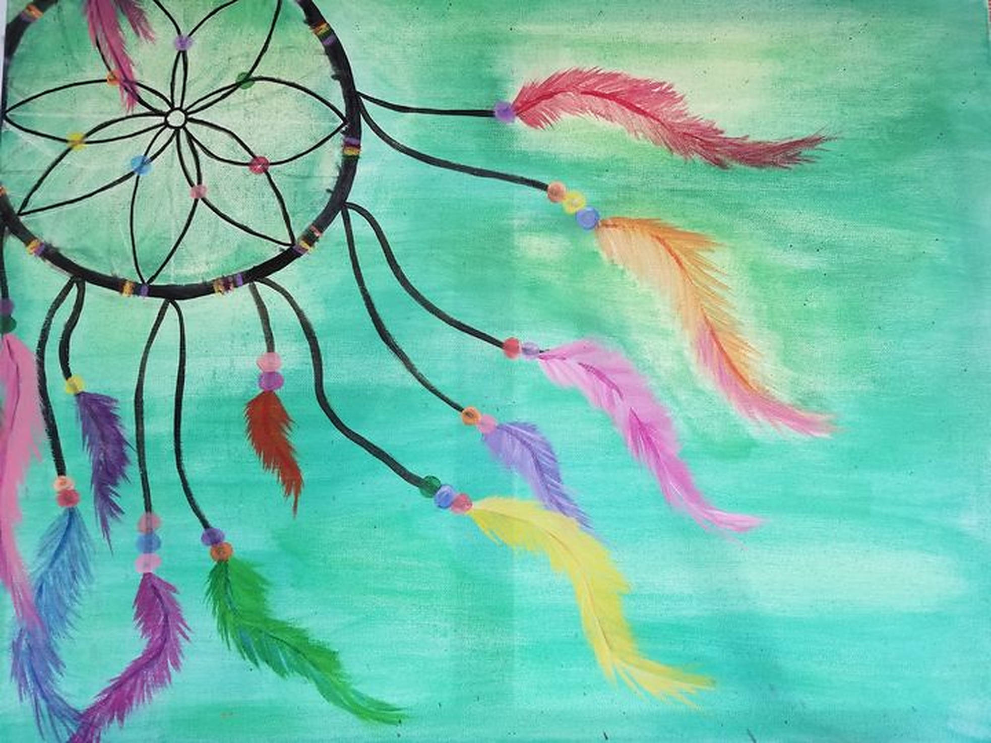dream catcher, multicolored feathers, beads, Full HD Desktop Wallpaper