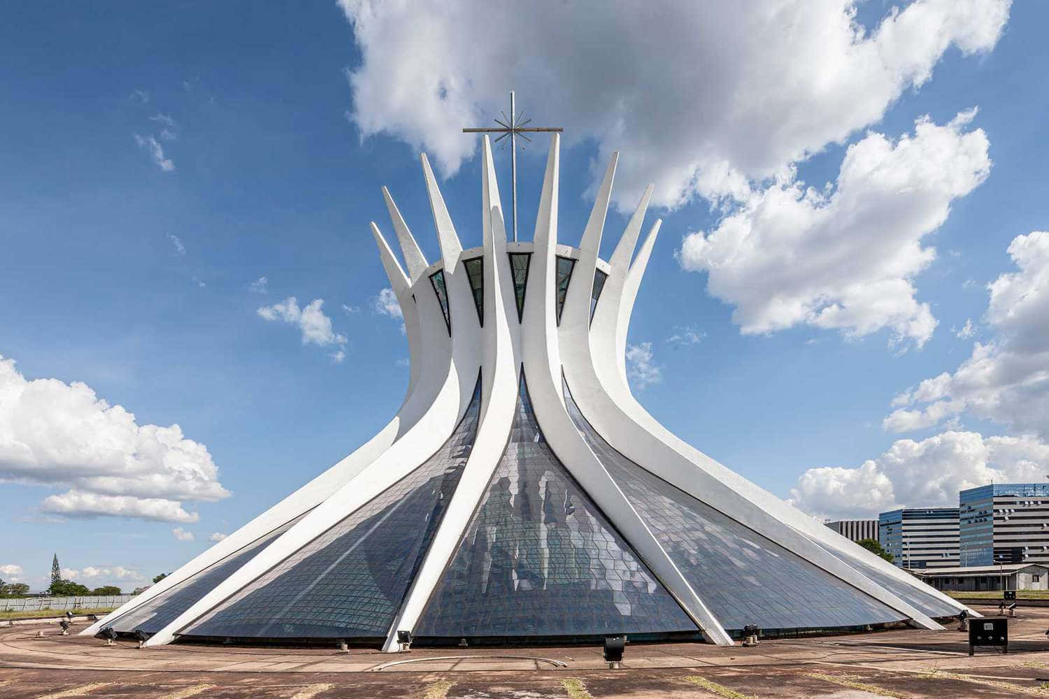 Cathedral Of Brasilia, white concrete, spiky roof, HD Desktop Wallpaper