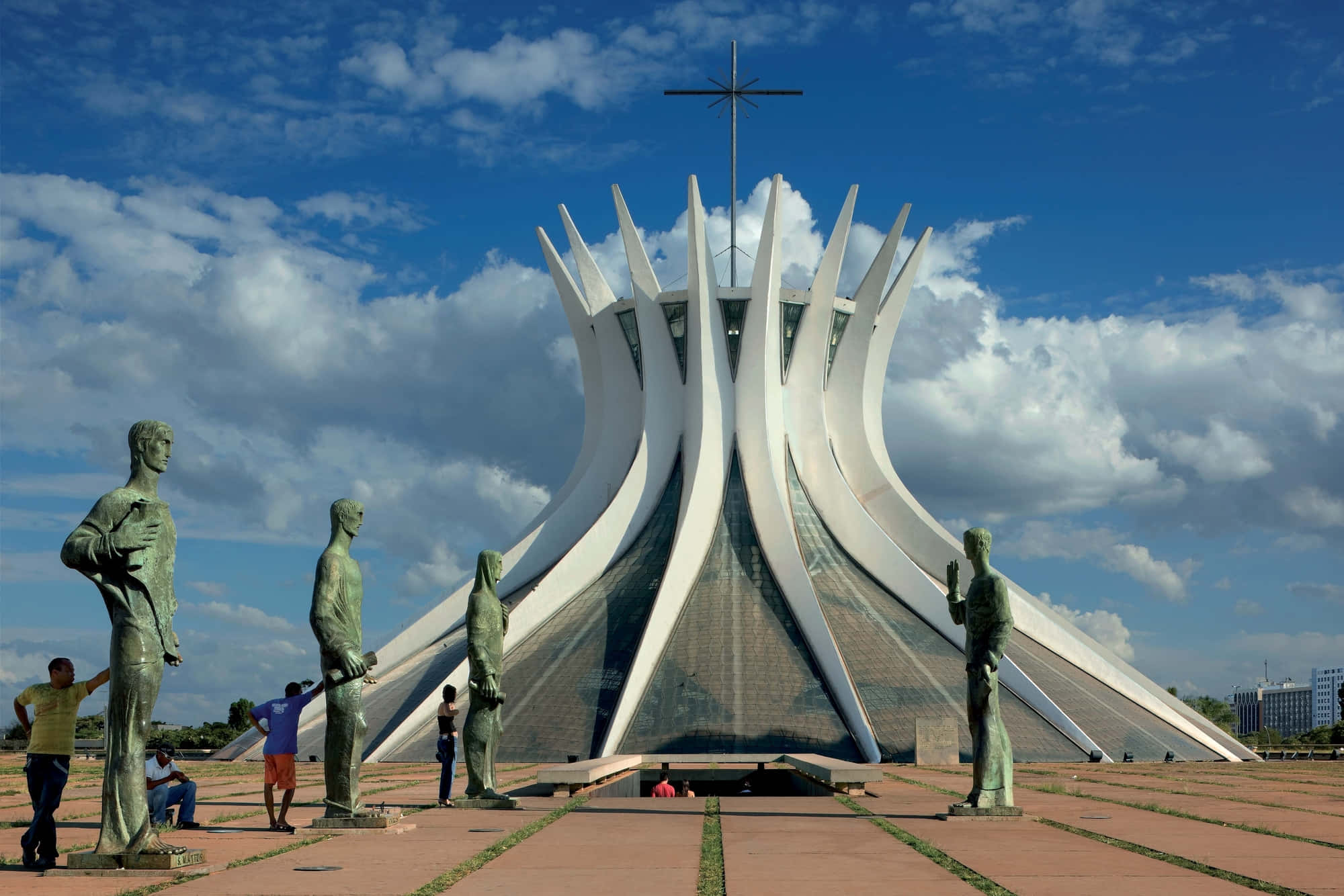 Cathedral Of Brasilia, white concrete, spiky roof, Full HD Desktop Wallpaper