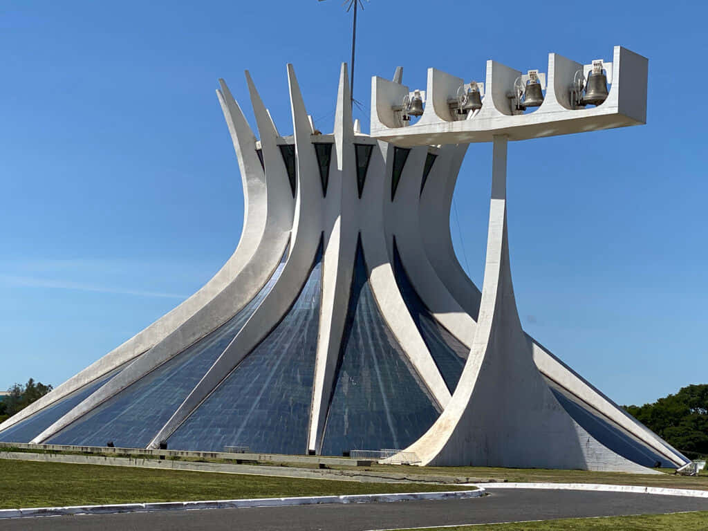 Cathedral Of Brasilia, white concrete, glass panels, SD Desktop Wallpaper