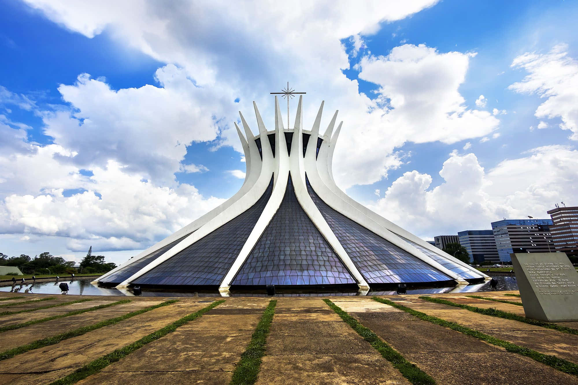 Cathedral Of Brasilia, white concrete, spiky roof, Full HD Desktop Wallpaper