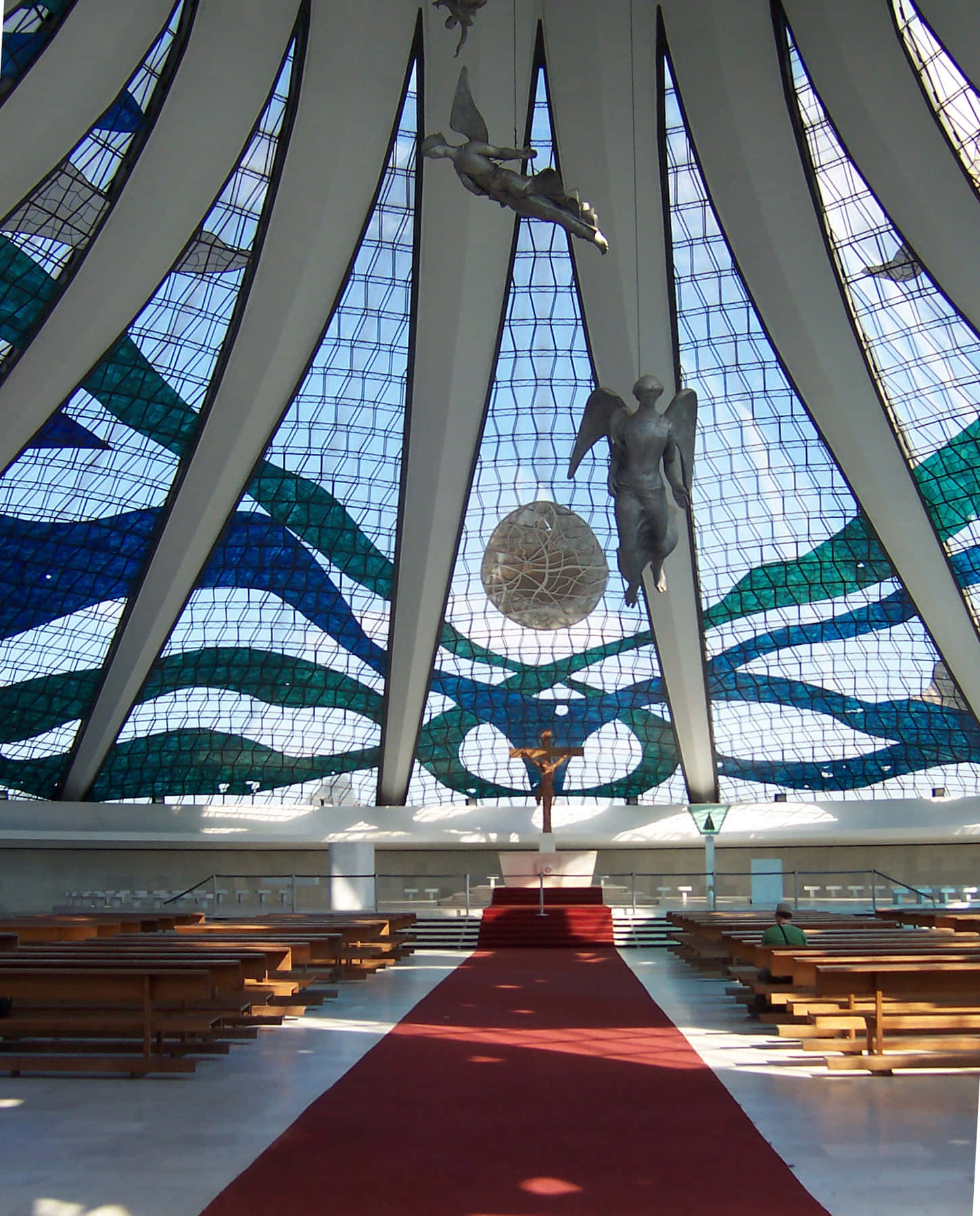 Cathedral Of Brasilia, angel statues, white ribs, HD Phone Wallpaper