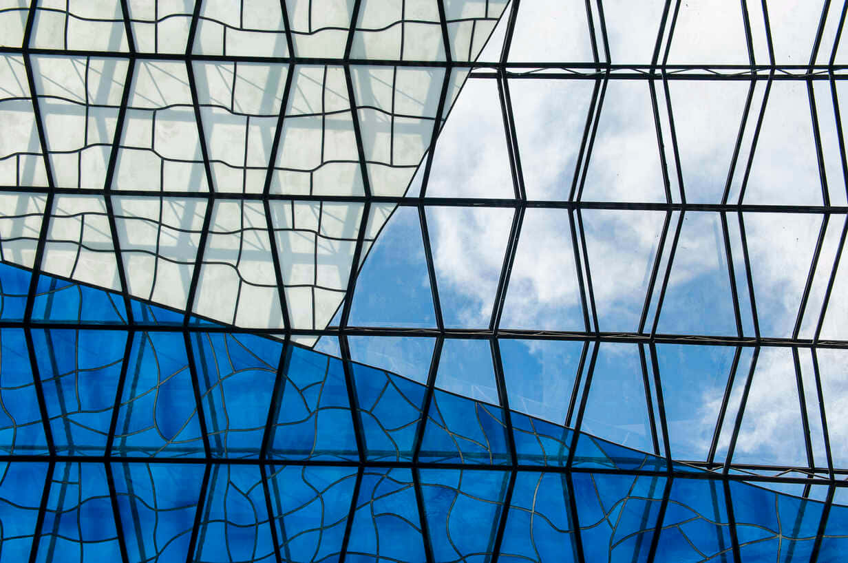 Cathedral Of Brasilia, blue stained glass, geometric patterns, SD Desktop Wallpaper