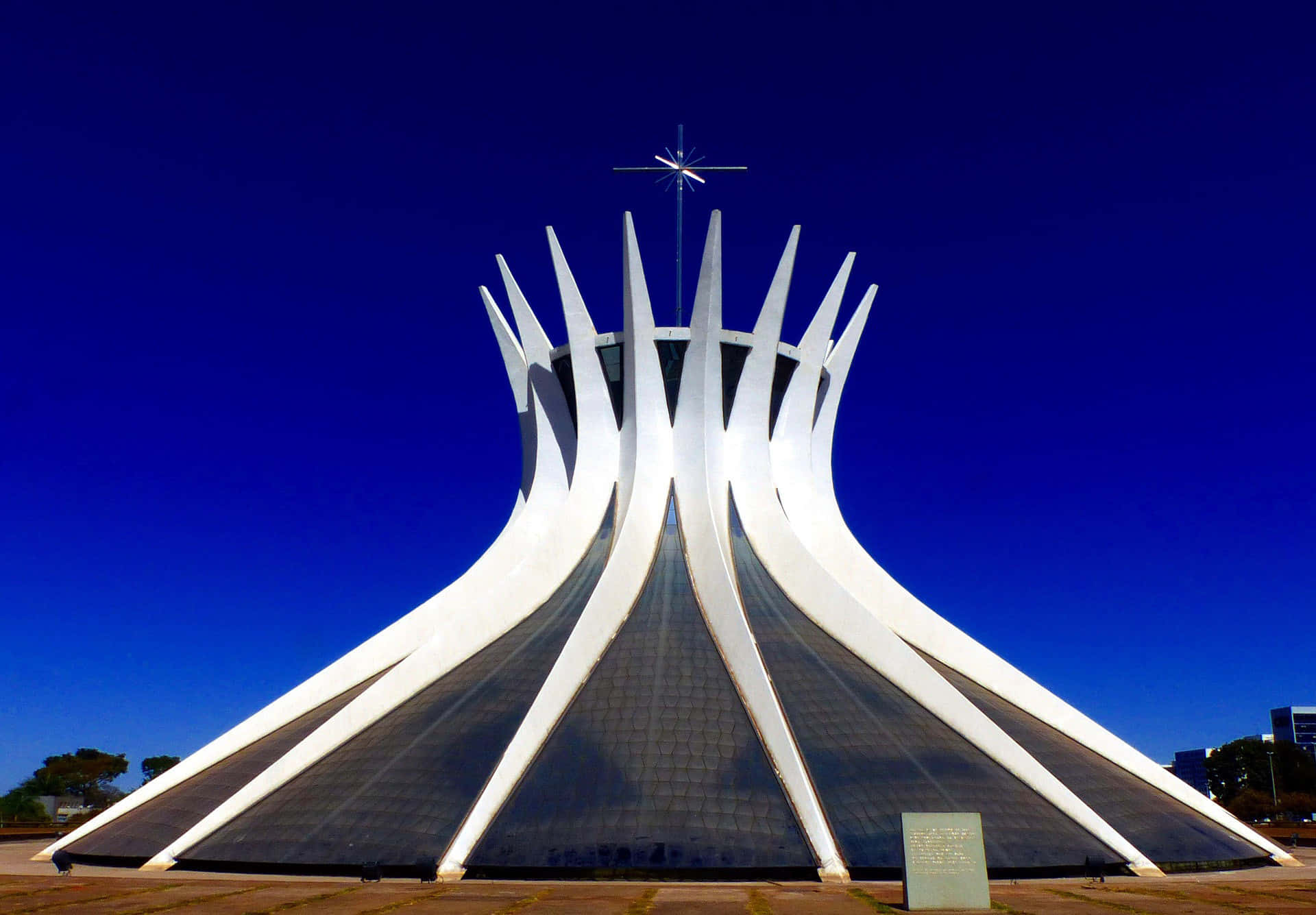 Cathedral Of Brasilia, deep blue sky, white concrete, Full HD Desktop Wallpaper