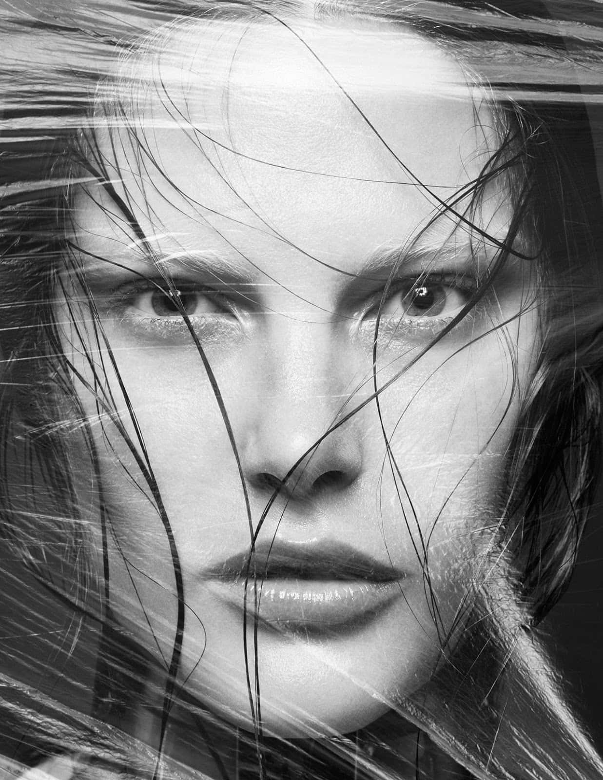 Catherine Mcneil, black and white portrait, intense gaze, HD Phone Wallpaper